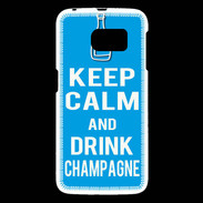 Coque Samsung Galaxy S6 Keep Calm Drink champagne Cyan