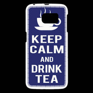 Coque Samsung Galaxy S6 Keep Calm Drink Tea Bleu