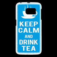 Coque Samsung Galaxy S6 Keep Calm Drink Tea Cyan