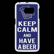 Coque Samsung Galaxy S6 Keep Calm Have a beer Bleu