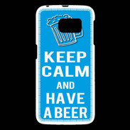 Coque Samsung Galaxy S6 Keep Calm Have a beer Cyan