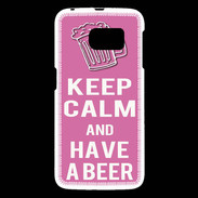 Coque Samsung Galaxy S6 Keep Calm Have a beer Rose