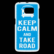 Coque Samsung Galaxy S6 Keep Calm Take Road Cyan