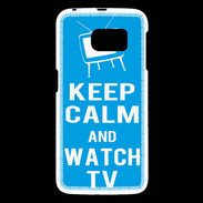 Coque Samsung Galaxy S6 Keep Calm Watch TV Cyan