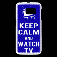 Coque Samsung Galaxy S6 Keep Calm Watch TV Bleu