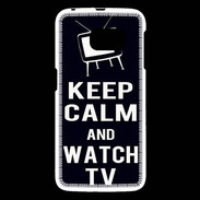 Coque Samsung Galaxy S6 Keep Calm Watch TV Noir