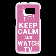 Coque Samsung Galaxy S6 Keep Calm Watch TV Rose