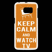 Coque Samsung Galaxy S6 Keep Calm Watch TV Orange