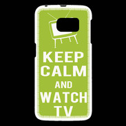 Coque Samsung Galaxy S6 Keep Calm Watch TV Vert pomme