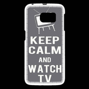 Coque Samsung Galaxy S6 Keep Calm Watch TV Gris