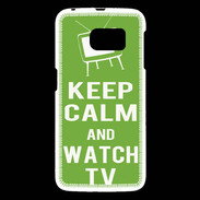 Coque Samsung Galaxy S6 Keep Calm Watch TV Vert
