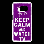 Coque Samsung Galaxy S6 Keep Calm Watch TV Violet