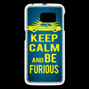 Coque Samsung Galaxy S6 Keep Calm and Be Furious Bleu