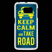 Coque Samsung Galaxy S6 Keep Calm and Take o road 2 Bleu