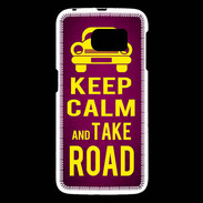 Coque Samsung Galaxy S6 Keep Calm and Take o road 2 Rose