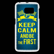 Coque Samsung Galaxy S6 Keep Calm and Be the First Bleu