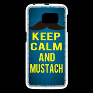 Coque Samsung Galaxy S6 Keep Calm and Mustach Bleu