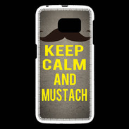 Coque Samsung Galaxy S6 Keep Calm and Mustach Gris
