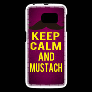 Coque Samsung Galaxy S6 Keep Calm and Mustach Rose