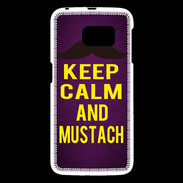 Coque Samsung Galaxy S6 Keep Calm and Mustach Violet