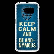 Coque Samsung Galaxy S6 Keep Calm and Be Anonymous Bleu