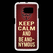 Coque Samsung Galaxy S6 Keep Calm and Be Anonymous Rouge