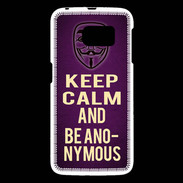 Coque Samsung Galaxy S6 Keep Calm and Be Anonymous Violet