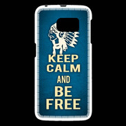 Coque Samsung Galaxy S6 Keep Calm and Be Free Bleu