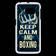 Coque Samsung Galaxy S6 Keep Calm and Boxing Bleu
