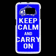 Coque Samsung Galaxy S6 Keep Calm and Carry on Bleu