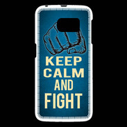 Coque Samsung Galaxy S6 Keep Calm and Fight Bleu