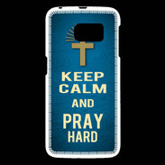 Coque Samsung Galaxy S6 Keep Calm and Pray Christian Bleu