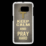 Coque Samsung Galaxy S6 Keep Calm and Pray Christian Gris