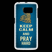 Coque Samsung Galaxy S6 Keep Calm and Pray Muslim Bleu