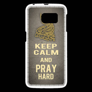 Coque Samsung Galaxy S6 Keep Calm and Pray Muslim Gris