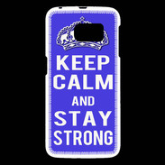 Coque Samsung Galaxy S6 Keep Calm and Stay strong Bleu