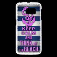 Coque Samsung Galaxy S6 Keep Calm and Think Beach Bleu