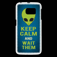 Coque Samsung Galaxy S6 Keep Calm and Wait Alien Bleu