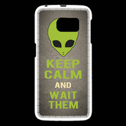 Coque Samsung Galaxy S6 Keep Calm and Wait Alien Gris
