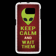 Coque Samsung Galaxy S6 Keep Calm and Wait Alien Rouge