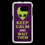 Coque Samsung Galaxy S6 Keep Calm and Wait Alien Violet