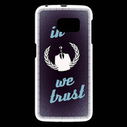 Coque Samsung Galaxy S6 In anonymous We trust bleu ZG