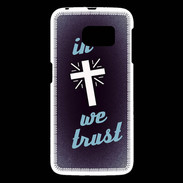 Coque Samsung Galaxy S6 In Christ We trust Bleu ZG