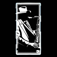 Coque Sony Xperia P Saxophoniste en noir et blanc 2