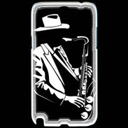 Coque Samsung Galaxy Note 2 Saxophoniste en noir et blanc 2