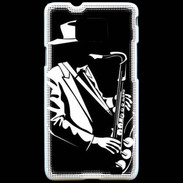 Coque Samsung Galaxy S2 Saxophoniste en noir et blanc 2