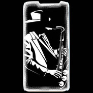 Coque LG P990 Saxophoniste en noir et blanc 2