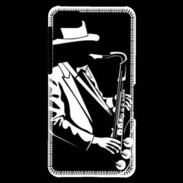 Coque Blackberry Z10 Saxophoniste en noir et blanc 2