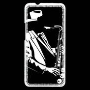 Coque HTC One Saxophoniste en noir et blanc 2