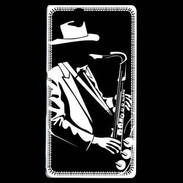 Coque Sony Xperia Z Saxophoniste en noir et blanc 2